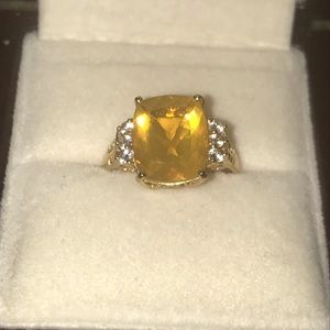 SOLD!!! 18k YG Orange Fire Opal and Diamonds